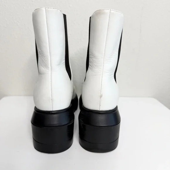 Stuart Weitzman Norah Chelsea Chunky Platform Boots in White Leather Size 37.5 - Picture 5 of 11